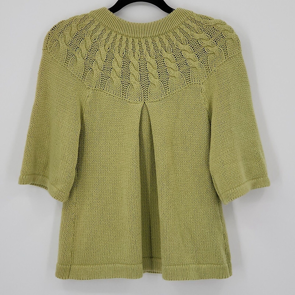 Women's Green Cardigan Cable Knit Buttons Pockets Casual Cottagecore Boho Large - Picture 4 of 14